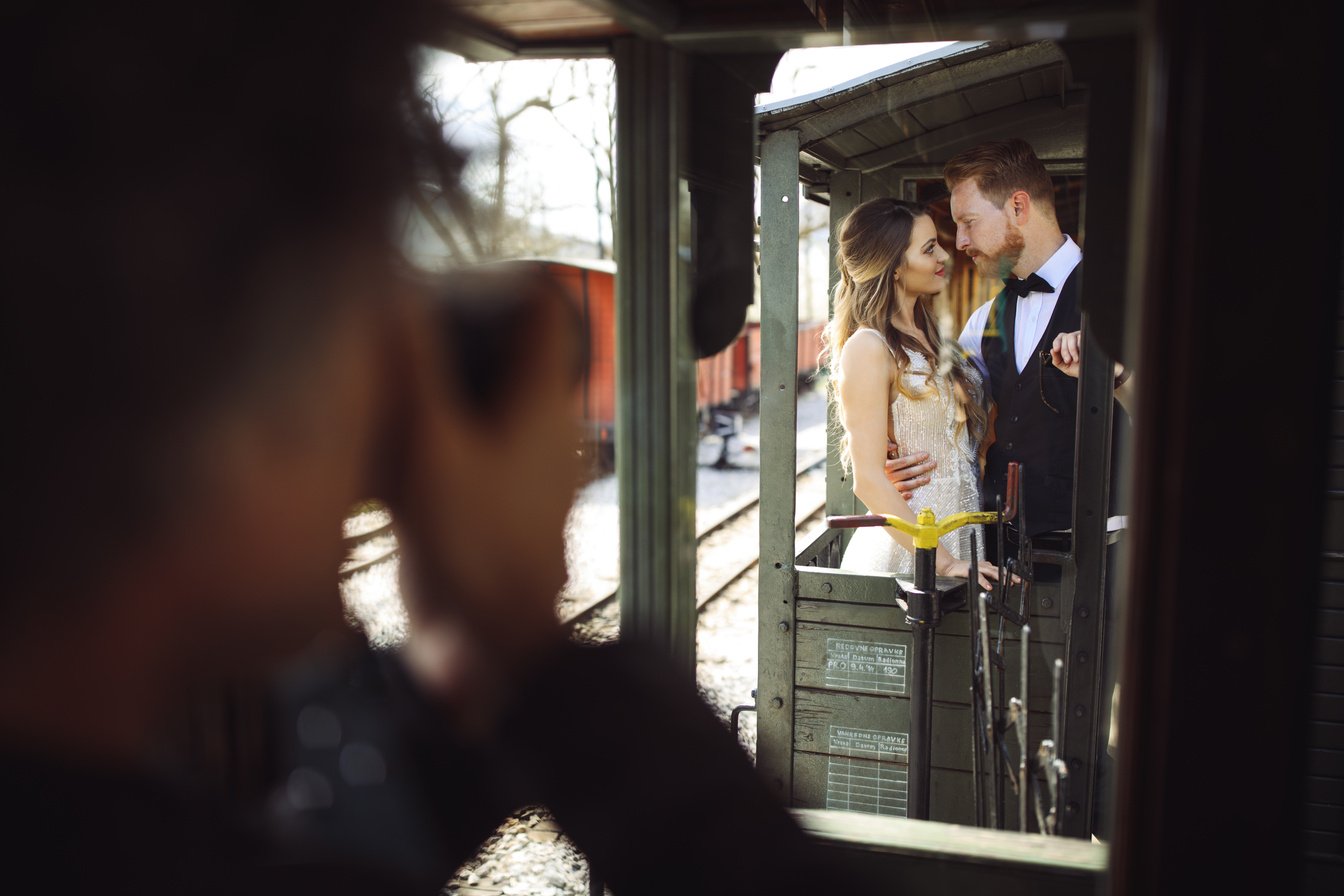 Photographing wedding couple